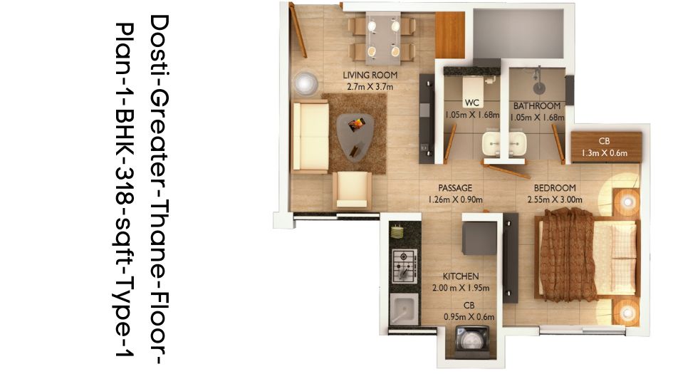 Dosti-Greater-Thane-Floor-Plan-1-BHK-318-sqft-Type-1