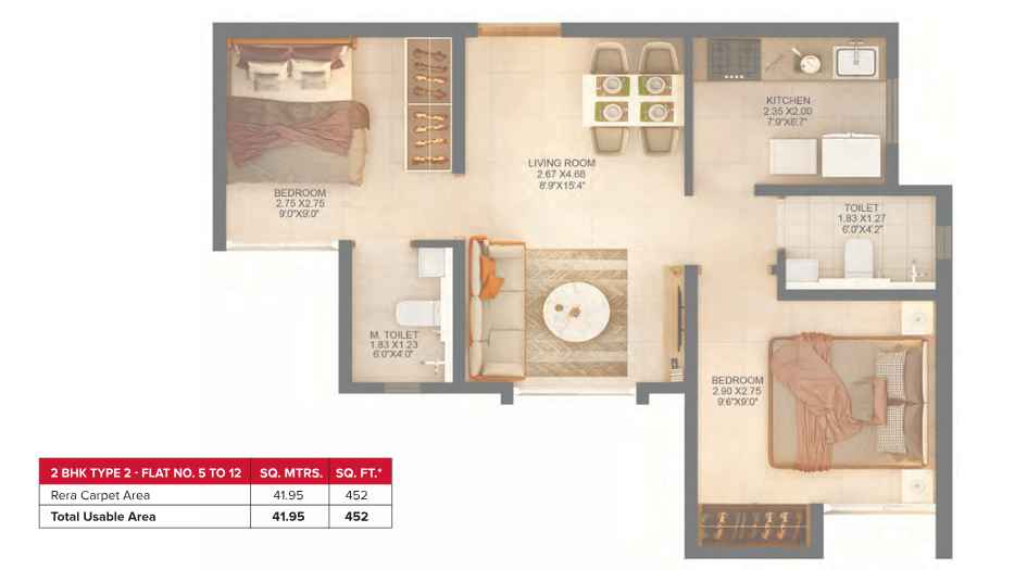 Dosti-Greater-Thane-Floor-Plan-452-Sqft