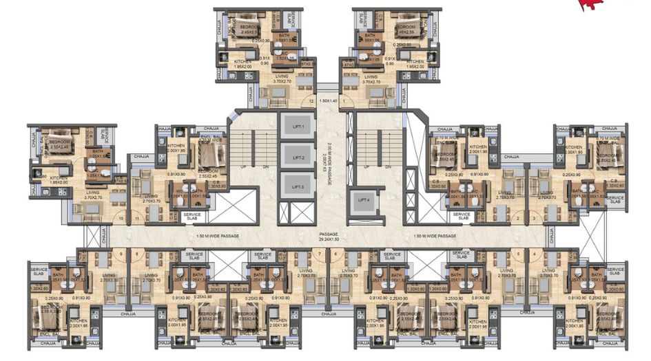 Dosti-Greater-Thane-Floor-Plan-Bliss-A-Wing