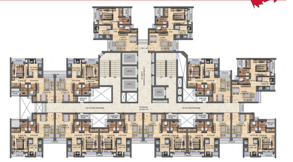 Dosti-Greater-Thane-Floor-Plan-Bliss-B-Wing