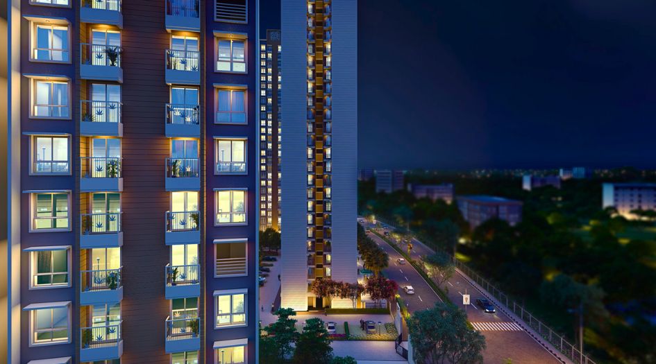 Dosti-Greater-Thane-Phase-2-Elevation-Image-Night-Balcony